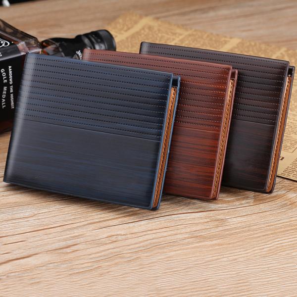 Anti-Scratch Function PU Leather Men's Short Wallet with Passport Holder and