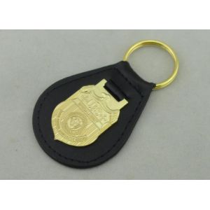 Buy cheap 3D NCIS Personalized Leather Key Chain With Gold Plating Emblem from wholesalers