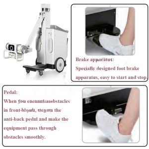 Mobile and digital x ray machine with big castors