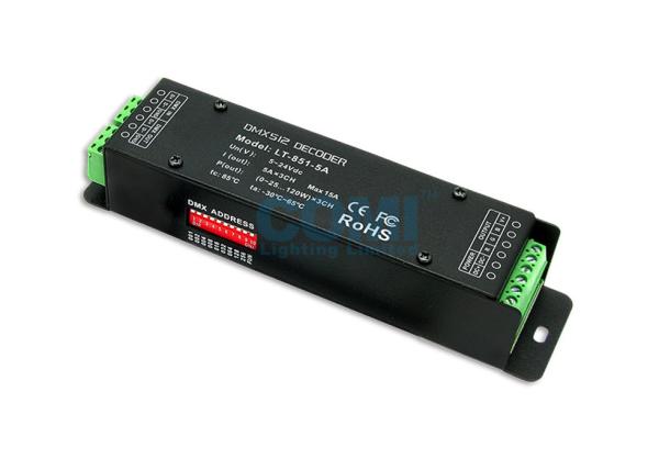 Quality 5 ~ 24V 15A LED Controller CV RGB DMX Decoder With Green Terminal DMX512 Socket for sale