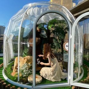 PC Clear Dome House 6m Geodesic Dome House With Aluminium Material