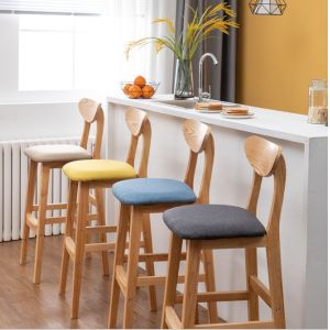 Contemporary Design Style Wooden Bar Chair Stools for High Table in Living Room