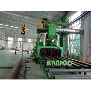 PLC Control System Steel Plate Shot Blasting Machine With Roller Conveyor