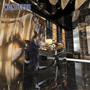 Buy cheap 135cm Luxury Reception Desk Hotel Front Desk Large Fish Stainless Steel Sculpture from wholesalers