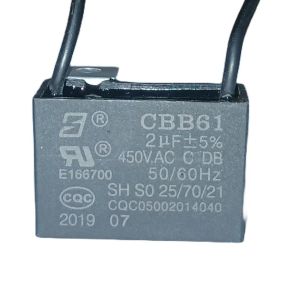 CBB61 450V 2.0mfd Custom Capacitor With Bent Iron Ear With Location Hole
