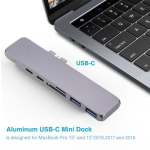 Buy cheap Thunderbolt 3 dual usb-c hub with SD Card reader for 2016 / 2017 / 2018MacBook Pro USB-C adapter from wholesalers