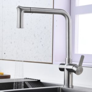 Buy cheap Water Efficient Kitchen Water Faucets Solid Stainless Steel Angled Spout from wholesalers