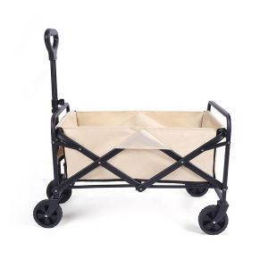 80L Folding Wagon Cart with 5" PVC Wheels and Adjustable Handle