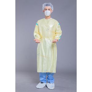 EO Disinfecting Washable Yellow Stripe Reusable Isolation Gown