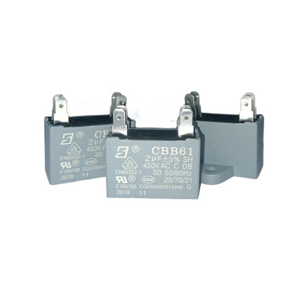 Quality CBB61 450V 2.0uf Air Conditioner Run Capacitor C-Class RoHs Four Quick Connect Terminals for sale