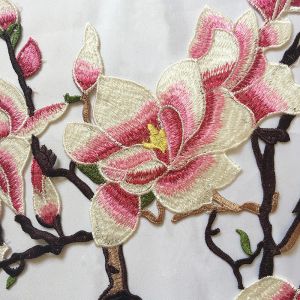 Buy cheap Hot Fix Motif mangnolia  Embroidery Lace Flower for Cheongsam from wholesalers