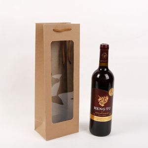 Buy cheap Kraft Paper Wine Packaging Bags Acceptable Customized Logo Printed Carry from wholesalers