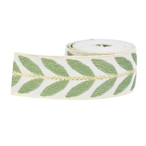 Buy cheap 25mm*2y Jacquard Leaf Ribbon Eco Friendly Christmas Ribbon Wired from wholesalers