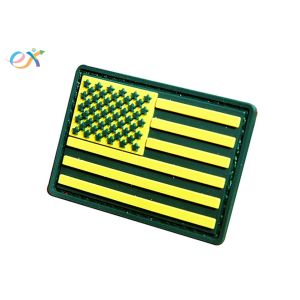 Embossing Military USA flag Soft PVC Rubber Patch With Loop and Hook Backing