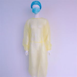 Buy cheap Unisex PP PE Yellow Disposable Protective Gowns Waterproof Fluid Resistant from wholesalers