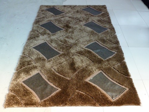 Pattern Rug Classic Color and Design Leather with Polyester Silk Shaggy Carpet