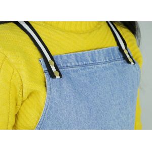 China Blue Denim Kitchen Cooking Apron 60*80cm With Woven Webbing And Pockets on sale