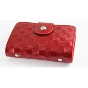 Buy cheap Red Lattice Patent Leather Woman Credit Card Holders Wallets from wholesalers