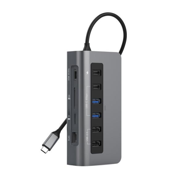 Quality 10 Ports USB C 5Gbps Hub 4K HDMI Video GigaBit Ethernet PD Card Reader And USB C Data Outputs for sale