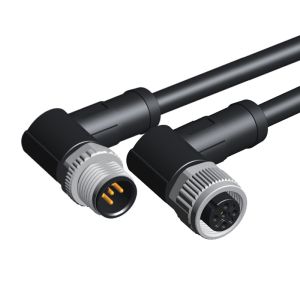Buy cheap CuZn M12 Waterproof Electrical Wire Connector Angled 3 Pin Male To Female Right Angle TPU from wholesalers