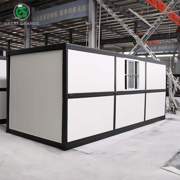 Buy cheap Customized In Black Frame Folding Prefab Homes Side Wall Door With Three Windows from wholesalers