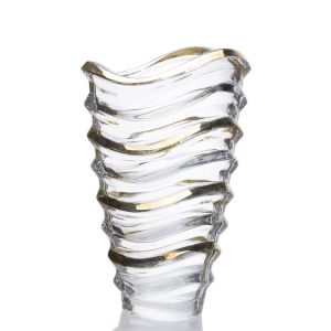 Buy cheap Factory Custom Well-design High Quality Rim Gold Decorative Clear Glass Wedding Vase from wholesalers