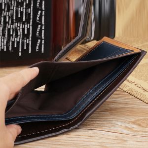 Anti-Scratch Function PU Leather Men's Short Wallet with Passport Holder and