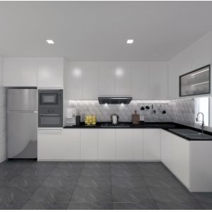 China Classic Modern White Kitchen Cabinets Modular Stainless Steel Customized on sale