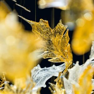 Buy cheap Clear Amber Art Glass Leaves Chandelier Decor Lobby Big Foyer Large Hotel Chandelier Maple Leaf Chandelier Decoration from wholesalers