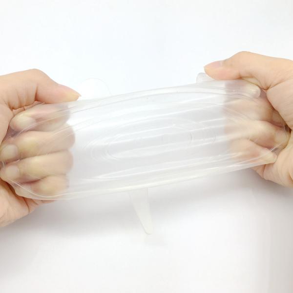 Stretchable high quality reusable silicone food storage and silicone suction lid set
