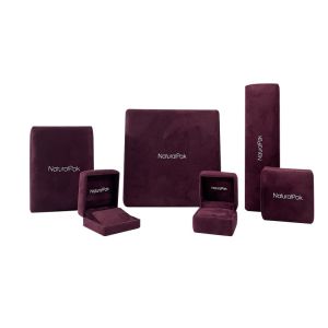 China Luxury Jewellery Packaging Box Plastic Covered Microfiber soft Pendant Bracelet Bangle Necklace Burgundy rounded corner on sale