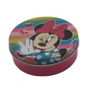 China Minnie Mouse Disney Circle Tin Container 81*29mm Circular Tin Containers on sale