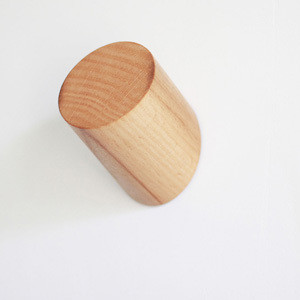 Natural Wooden Wall Hooks for Coats Hats Towels 2-Pack