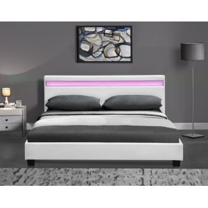 Buy cheap Wooden Double LED Upholstered Bed Black White With Headboard Led Lights from wholesalers