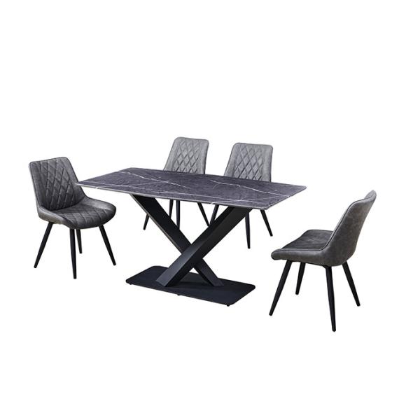 Quality Grey 150x80x77cm 6 Seater Dining Table With Marble Top for sale