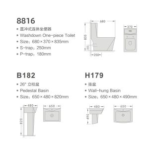 Diamond Shape Bathroom Toilet Basin Sets Sanitary Ware Ceramic Ceramic Washdown