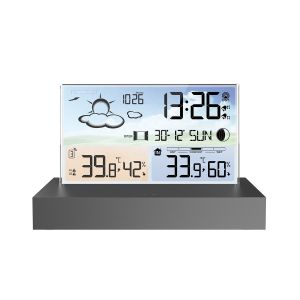 Multi Functional Electronic Weather Forecast Alarm Clock Desktop Transparent