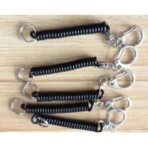 Buy cheap Solid Black Plastic Spring Key Chain Strap Hot Sales for Attaching Bags Wallets ID Products from wholesalers
