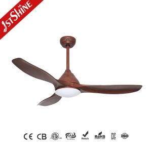 48in Plastic LED Ceiling Fan 220V 50HZ With Wood Grain Blades