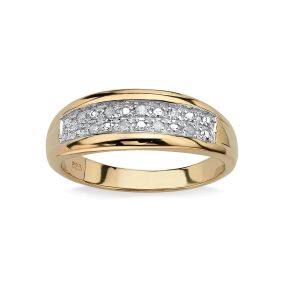 Silver / Brass Men's Prong Set Diamond Wedding Ring In 18k Gold Plating With