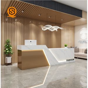 Buy cheap OEM Logo Modern Hotel Reception Desks Solid Surface Material Waterproof from wholesalers