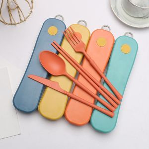 Buy cheap Lightweight Portable Sustainable Blue 4-PC Rotary Box Flatware Set Biodegradable and Eco-friendly Tableware Supplies Made of Environmentally Friendly from wholesalers