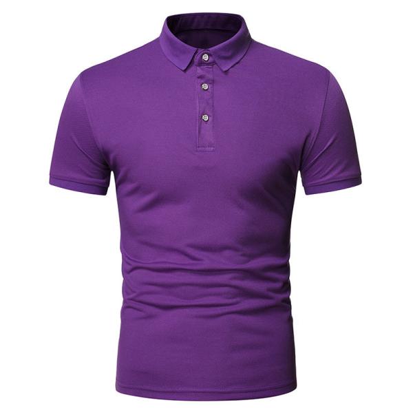 Pure Color Simple Breathable Business Casual Polo Short Sleeve 90% Polyester T
