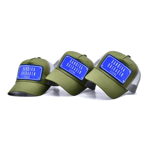 Buy cheap 6 Eyelets Custom Logo 5 Panel Trucker Cap With Flat Curve / Little Curve Brim from wholesalers