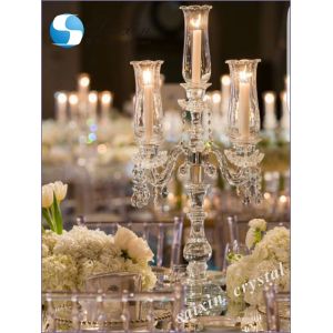 Buy cheap 5 Arms tabletop crystal candelabra Small Candelabra Centerpieces from wholesalers