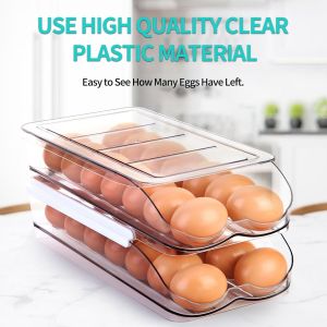 Buy cheap Egg Holder For Fridge, Automatic Rolling Egg Container For Refrigerator, Stackable Fridge Organizers And Storage With Lid, Clear Plastic Egg Dispenser & Tray from wholesalers