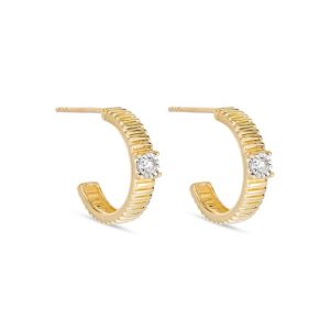 China Ladies Cubic Zirconia Diamond Hoop Earrings Brass Round Brilliant Cut on sale