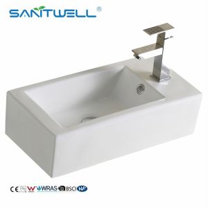 Buy cheap AB8399 Wholesale factory matte color small size with faucet hole ceramic household hotel office lavabo sink from wholesalers