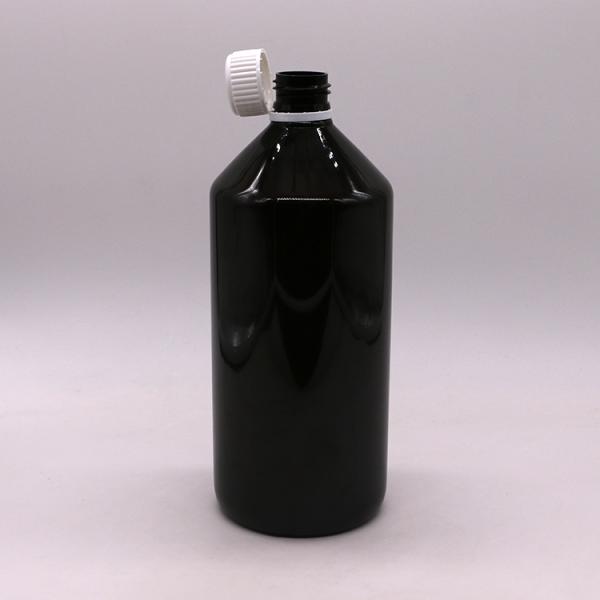 Dark Brown Translucent PET 1000ml Liquid Medicine Bottle with 28mm Tamper Proof Cap