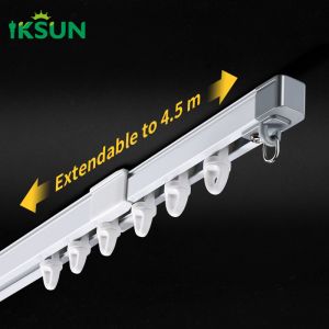 Extendable Ceiling Mounted Curtain Rod Poles Holder Rails Track With Runner